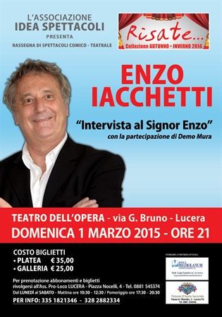 Enzo Iacchetti a Lucera domenica 1 marzo per regalare sorrisi e spensieratezza al pubblico di Capitanata
