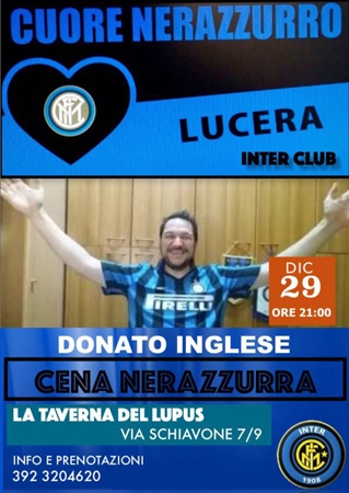 Donato Inglese ospite della Cena Nerazzurra dell'Inter Club Lucera