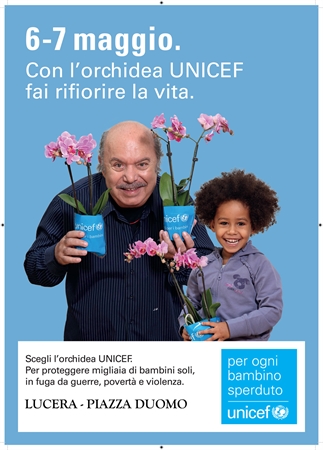 Per ogni bambino sperduto. L'Unicef in Piazza Duomo Lucera con 'L'orchidea fai rifiorire la vita'