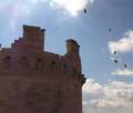 Scorcio suggestivo del Castello con volo di uccelli a far da corona