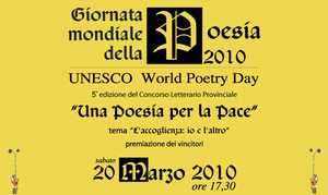 Giornata Mondiale della Poesia - V edizione del concorso provinciale 'Una poesia per la pace'