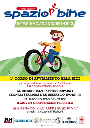 Primo corso di avviamento alla bici per ragazzi a Foggia