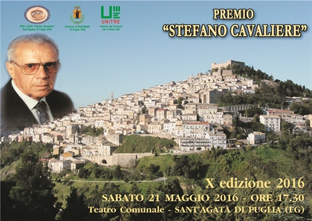 Sabato 21 maggio si terrà al Teatro comunale di Sant’Agata di Puglia il ‘Premio Stefano Cavaliere’