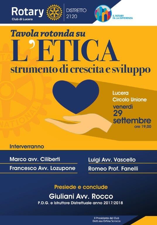 Rotary Club  di Lucera: Tavola Rotonda sul tema 'L'etica strumento di crescita e sviluppo'