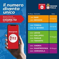 Parte in Puglia il Numero Unico di Emergenza Europeo NUE 1-1-2
