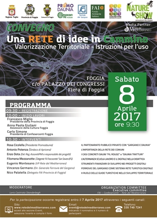 Una Rete di idee in Cammino'. L'8 APRILE presso il Palazzo dei congressi della Fiera di Foggia
