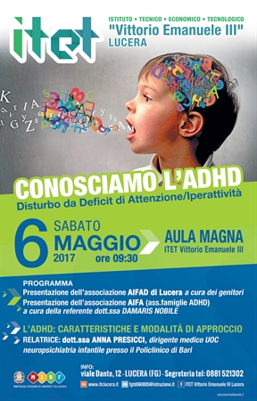 ITET Lucera: 'Conosciamo l'ADHD (Disturbo da Deficit di Attenzione/Iperattività)'