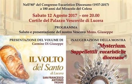 Questa sera presentazione del libro "Il Volto del Santo di Lucera" di Carmine Di Giuseppe