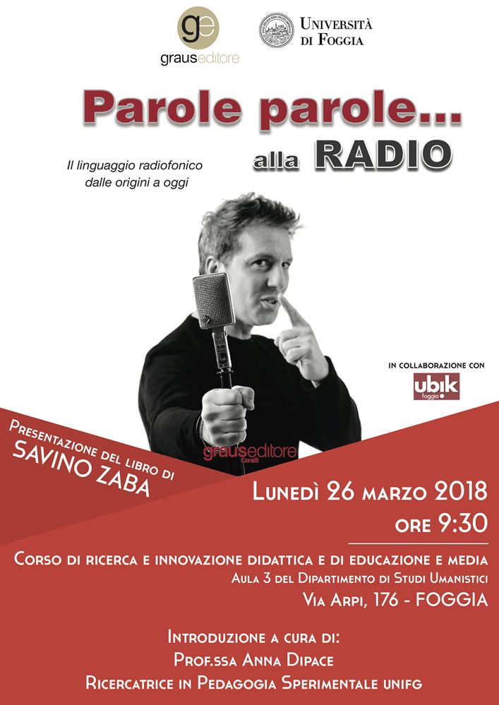 Savino Zaba ed il suo libro: 'Parole alla Radio' approdano all'Università di Foggia