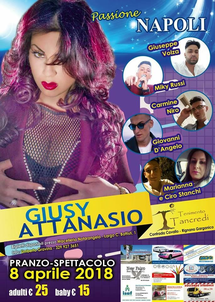 Passione Napoli con Giusy Attanasio, Carmine Niro e 5 cantanti neomelodici della Provincia di Foggia